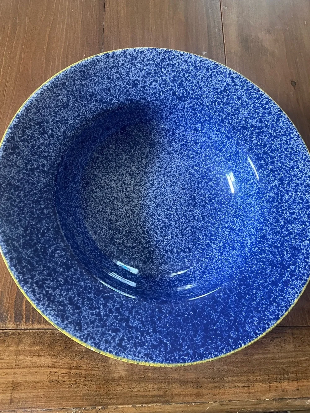 Over And Back Sojourn Large Blue Yellow Rim Bowl Set Made Portugal